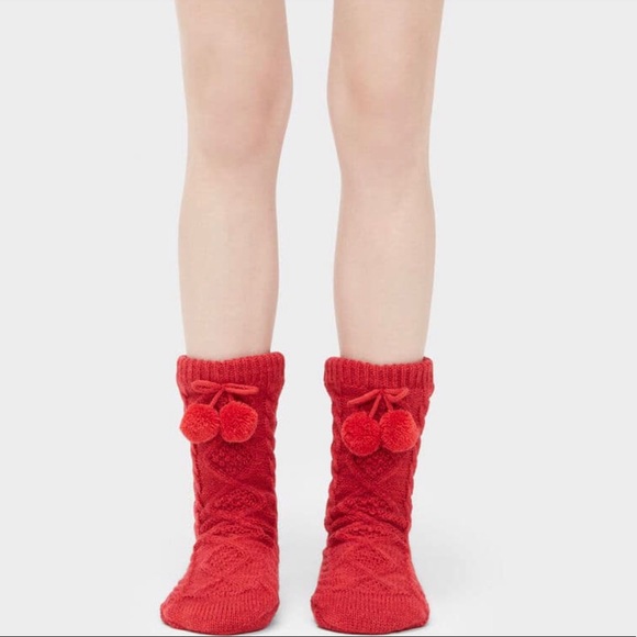 UGG Fleece lined crew neck sock with Pom Pom OS - Picture 6 of 6